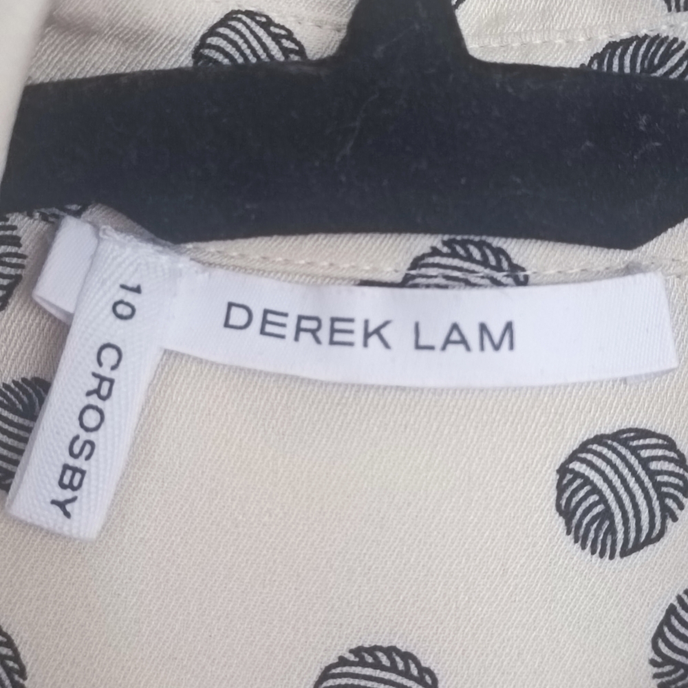 Derek Lam 10 Crosby 100% Silk Cream Blouse with Black Yarn-Spot Print Size XS - Picture 3 of 13